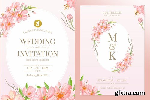 Floral Hand-drawn Watercolor Wedding Invitation