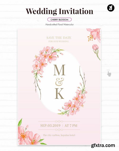 Floral Hand-drawn Watercolor Wedding Invitation