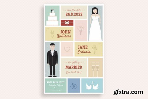 Cute Wedding and Invitation Card