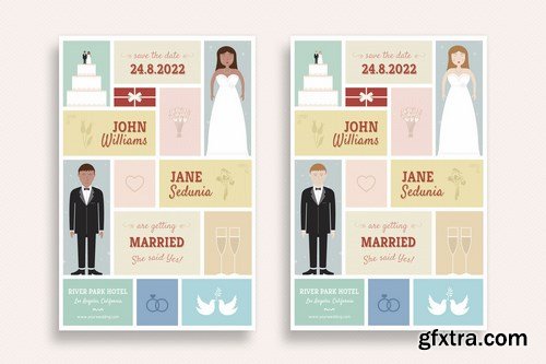 Cute Wedding and Invitation Card