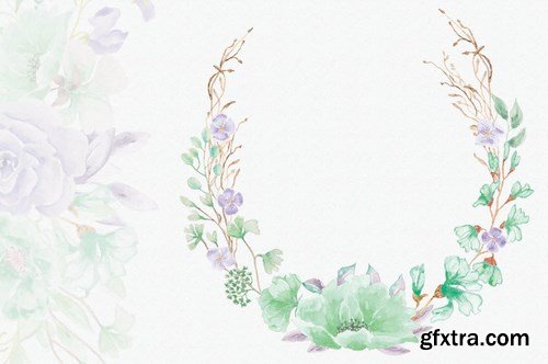 Violet and Mint Watercolor Wreaths