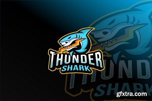 Thunder Shark Esport Logo Template