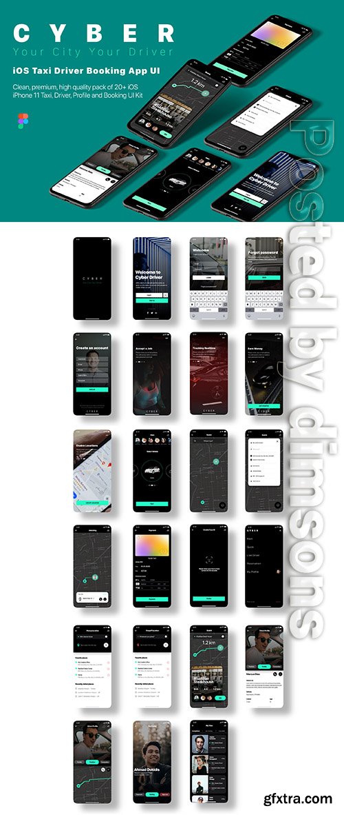 Cyber Taxi Driver iOS Mobile App UI Kit