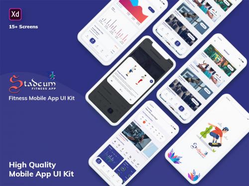 Stadeum-Fitness Mobile App UI Kit (Adobe XD) - stadeum-fitness-mobile-app-ui-kit-adobe-xd