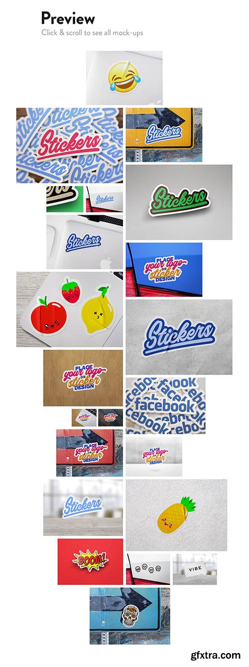 CreativeMarket - 8 Sticker & logo mock bundle 2410625