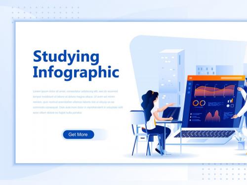 Studying Flat Landing Page Header - studying-flat-landing-page-header