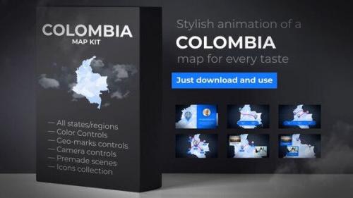 Videohive - Colombia Map Animation- Republic of Colombia Animated Map Kit