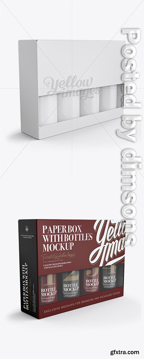 Paper Box W/ Cosmetic Bottles Mockup 11988