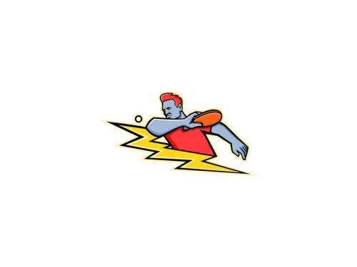 Table Tennis Player Lightning Bolt Mascot - table-tennis-player-lightning-bolt-mascot