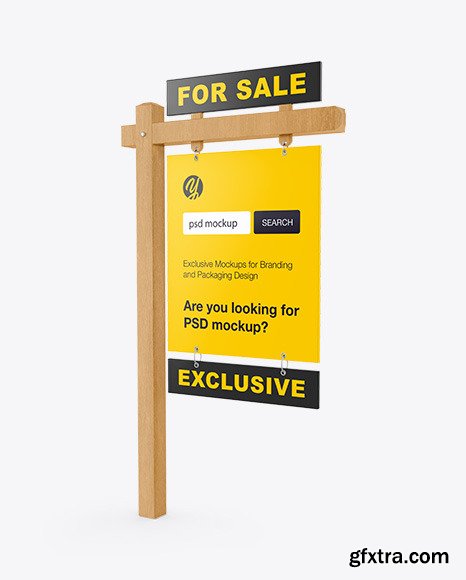 Wooden Real Estate Sign Mockup 55169