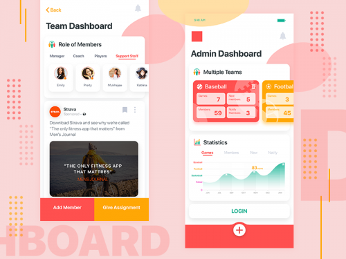 Team Dashboard Social Media App Design - team-dashboard-social-media-app-design