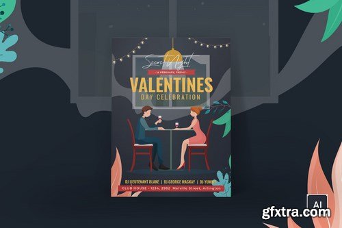 Valentine\'s Day Poster Illustrator Template