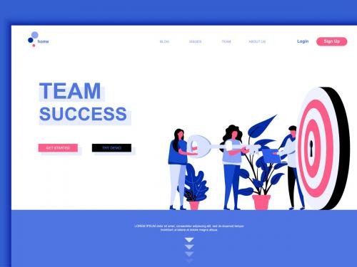 Team Success Flat Landing Page Template - team-success-flat-landing-page-template