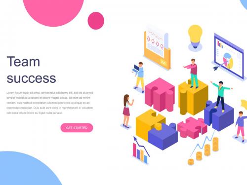 Team Success Isometric Concept - team-success-isometric-concept