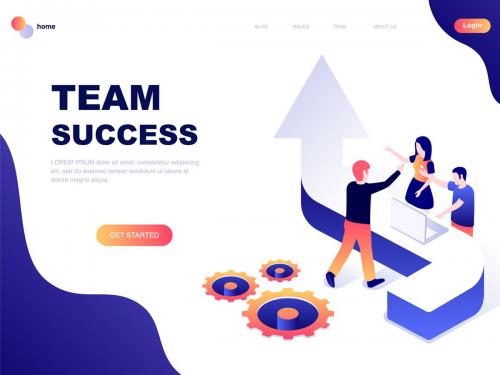 Team Success Isometric Landing Page Template - team-success-isometric-landing-page-template