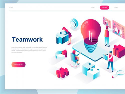 Teamwork Isometric Landing Page - teamwork-isometric-landing-page