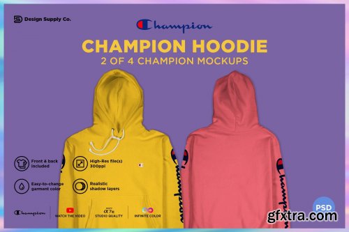 CreativeMarket - Champion Hoodie Mockup 4375073