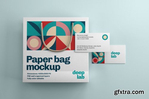 CreativeMarket - Paper Bag & bcard branding mockup 4433984