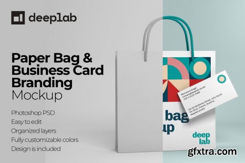 CreativeMarket - Paper Bag & bcard branding mockup 4433984