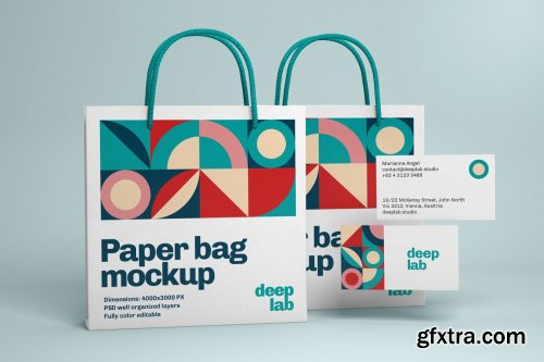 CreativeMarket - Paper Bag & bcard branding mockup 4433984