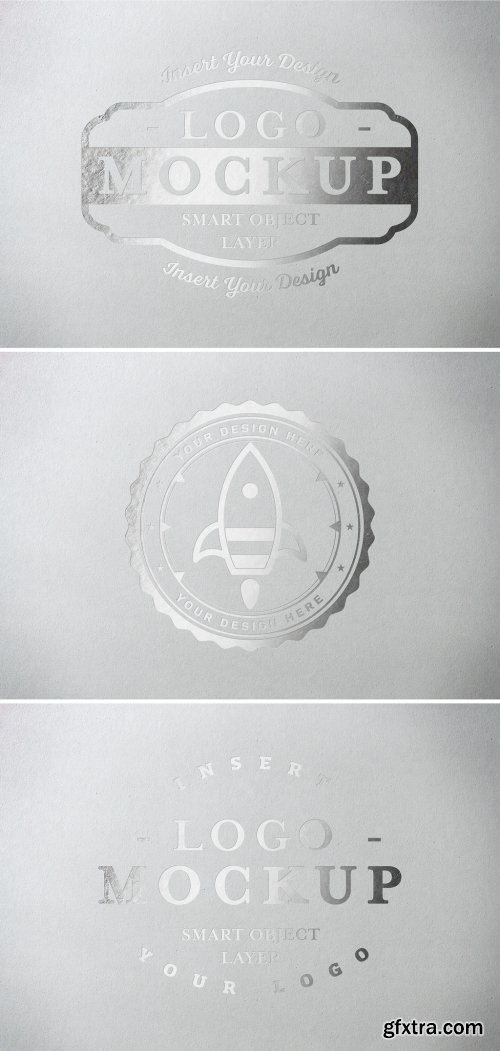 Metallic Paper Pressed Logo Mockup 313648341