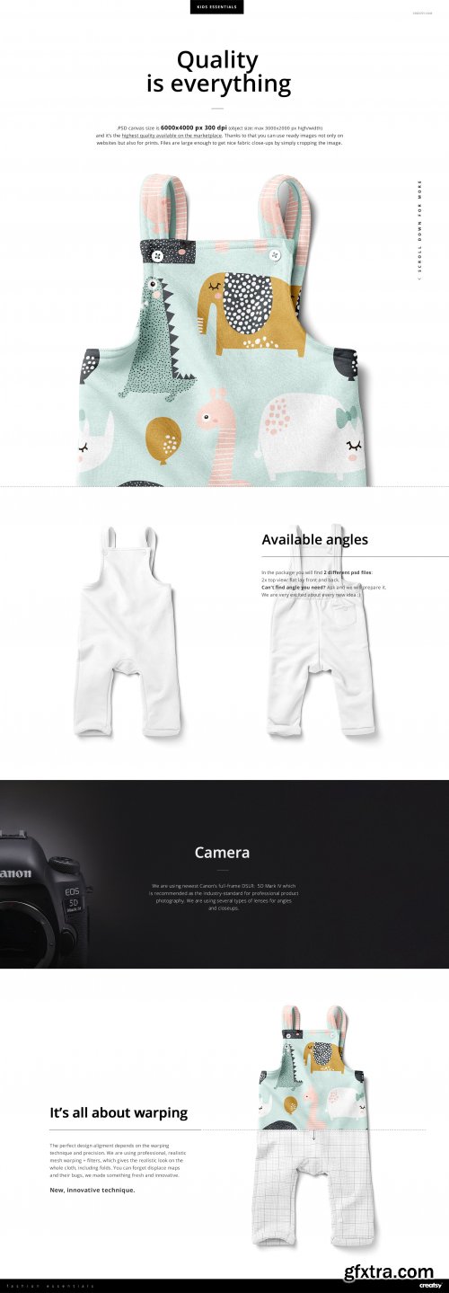 CreativeMarket - Kids Fleece Dungarees Mockup Set 4329074