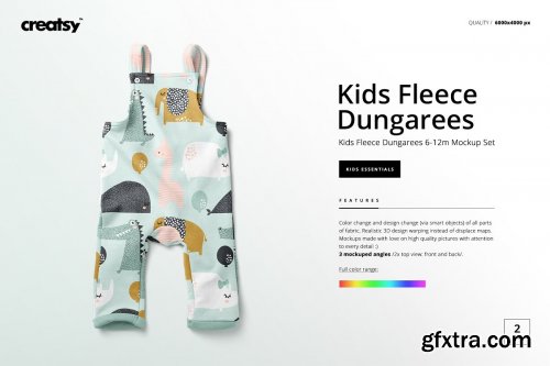 CreativeMarket - Kids Fleece Dungarees Mockup Set 4329074