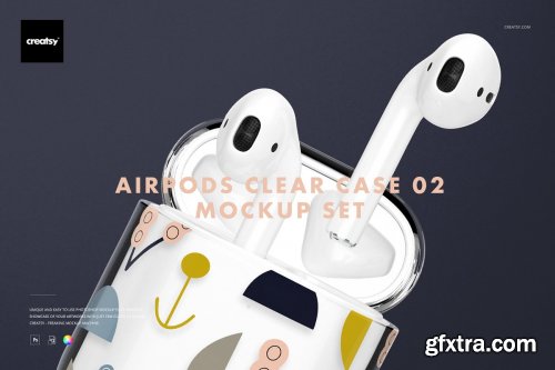 CreativeMarket - AirPods Clear Case Mockup Set 02 4433728