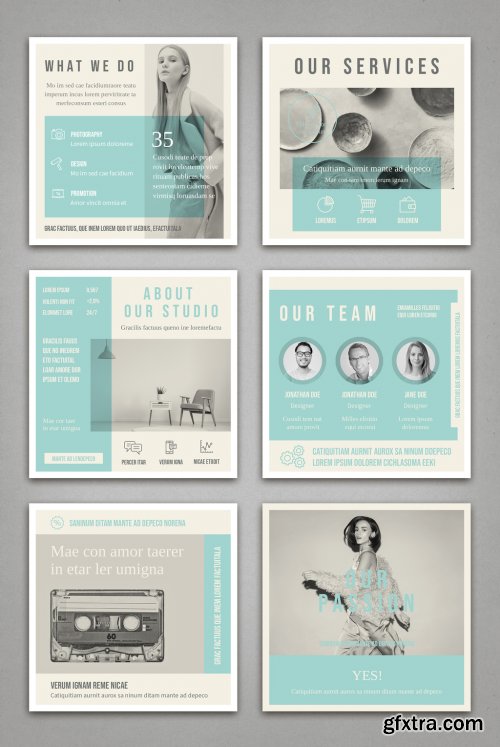 Pale Blue and Light Gray Social Media Square Post Layouts 314311300