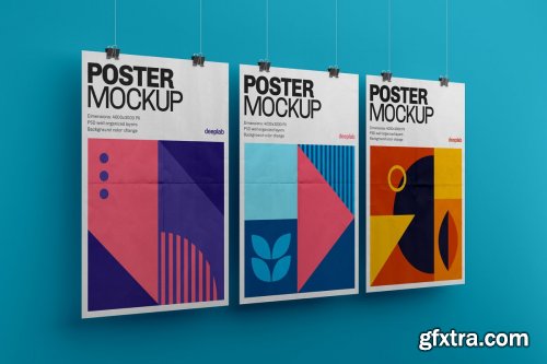 CreativeMarket - Vertical Poster Mockup Set 4430102