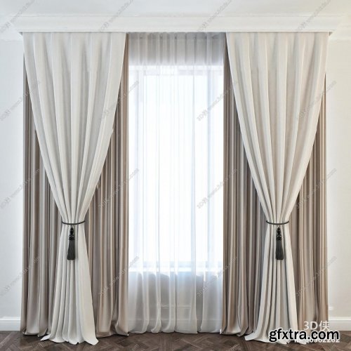 Modern fabric curtains 3d model