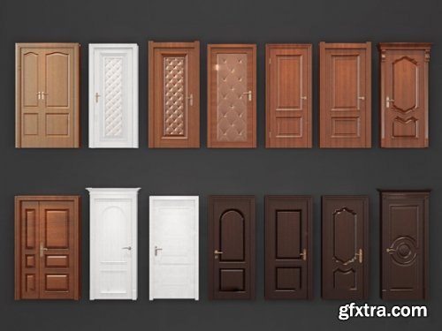 European solid wood door combination 3d model