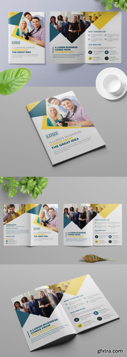 Simple Bifold Business Brochure Layout 313885933