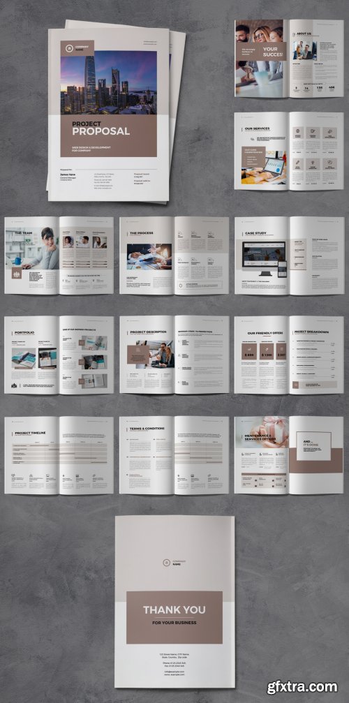 Proposal Brochure Layout with Brown Accents 314509016