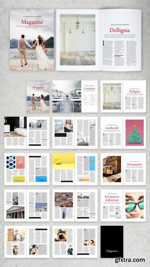 Magazine Layout with Visual Variety with Red Accents 314544366