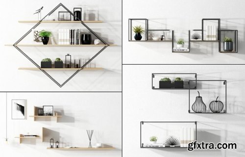 Modern Bookshelf Decoration Combination 3d model