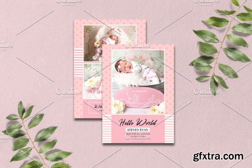 CreativeMarket - Birth Announcement Template-V15 4041246