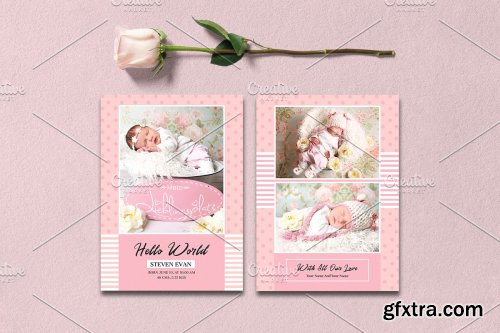 CreativeMarket - Birth Announcement Template-V15 4041246