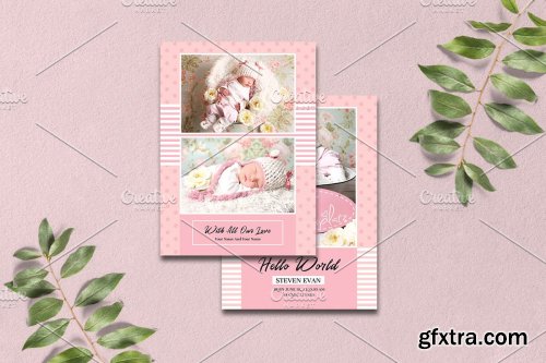 CreativeMarket - Birth Announcement Template-V15 4041246