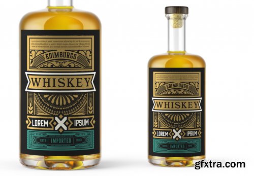 CreativeMarket - Vintage Whiskey Label Packaging Layout 4451904