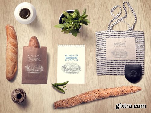 Organic Food Baguette and Tote Bag Mockup 310722734