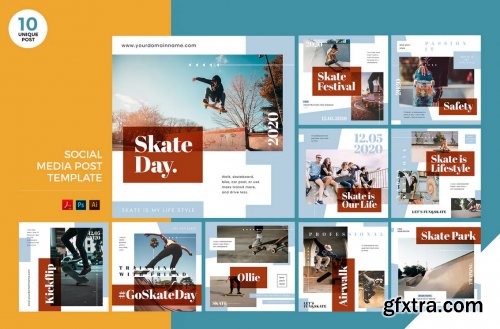 Urban Skateboarding Social Media Kit PSD & AI