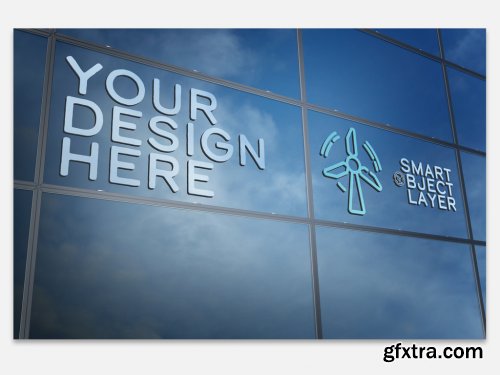 3D Sign on Building Window Mockup 232194880