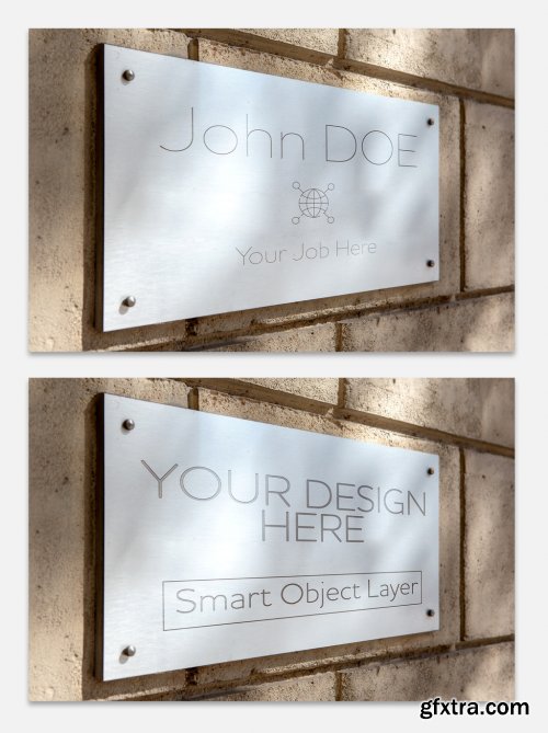 Metal Sign on Wall Mockup 224404412