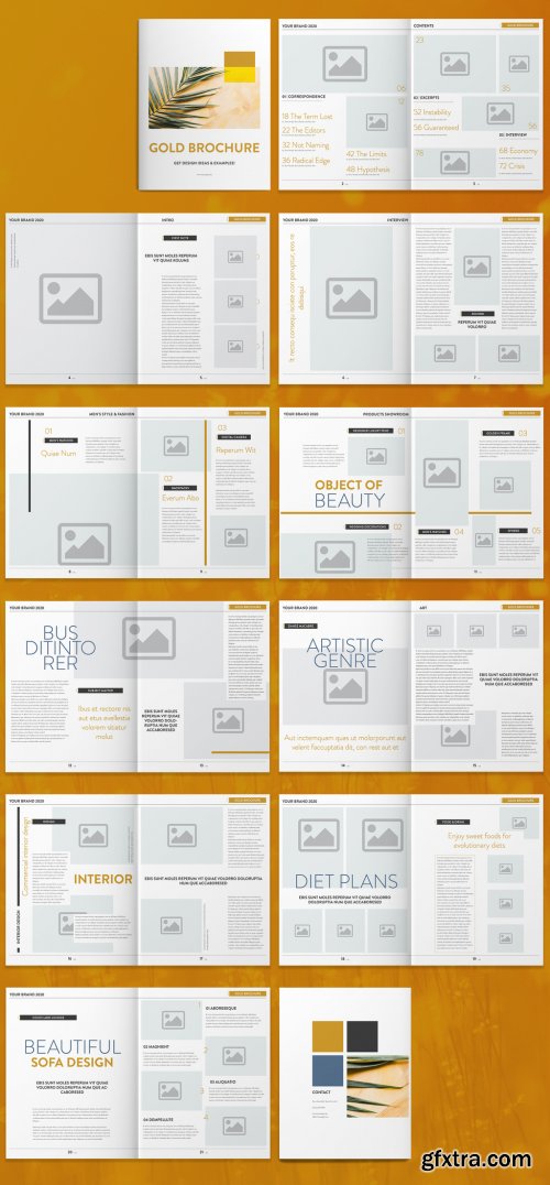 Brochure Layout with Gold Accents 268229998