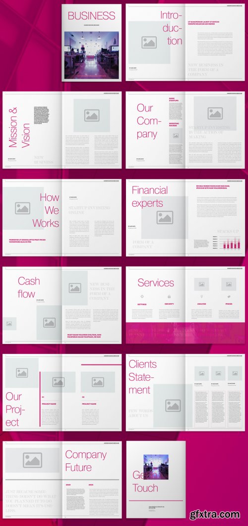 Corporate Brochure Layout with Hot Pink Accents 269425610