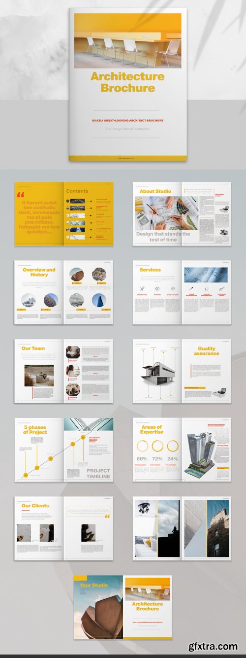 Architecture Brochure Layout with Yellow Accents 259778924