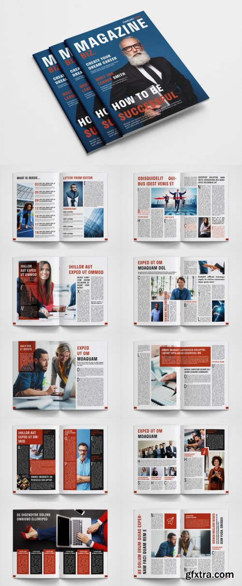 Business Magazine Layout with Red Accents 315188788