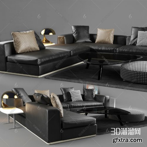 Modern sofa and coffee table combination 3D model