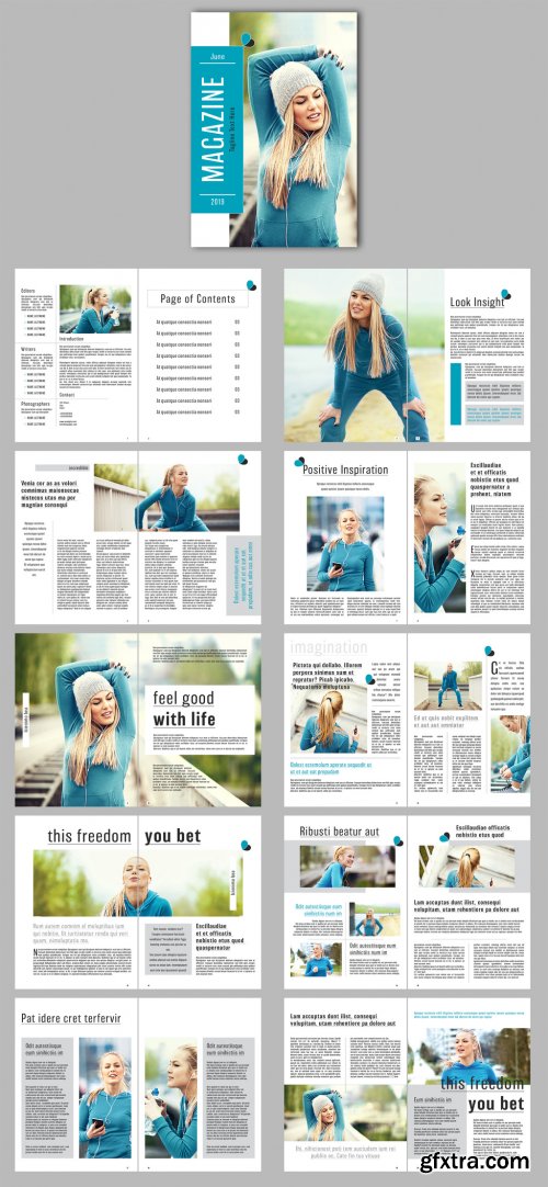 Magazine Layout with Teal Accents 267148417